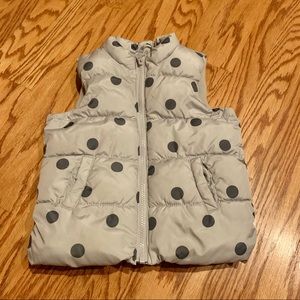 Old Navy Girls Gray and Dots Puffer Vest 4T